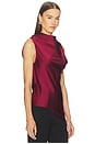 view 2 of 5 Satin Cowl Neck Top in Burgundy