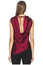 view 4 of 5 Satin Cowl Neck Top in Burgundy