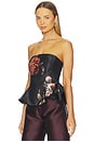 view 3 of 5 Flower Printed Strapless Top in Black