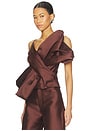 view 3 of 5 Heavy Satin Bow Top in Brown