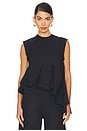 view 1 of 4 Sleeveless Top With Asymmetric Flounce Hem in Black