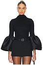 view 1 of 4 TURTLENECK PUFF SLEEVE 탑 in Black