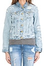 view 5 of 6 Shredded Denim Jacket in Medium Wash