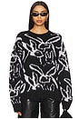 view 1 of 4 Sketched Bunnies Sweater in Black & White