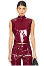 view 2 of 5 Patent Faux Leather Top in Bordeaux