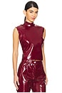 view 3 of 5 Patent Faux Leather Top in Bordeaux