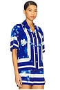 view 2 of 4 Printed Short Sleeve Button Up Top in Klein Blue