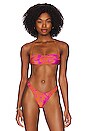 view 1 of 4 Ruched Bikini Top in Pink & Orange
