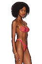 view 2 of 4 Ruched Bikini Top in Pink & Orange