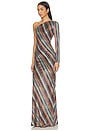 view 2 of 4 Long Dress in Dark Multicolor Tones