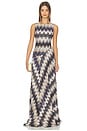 view 1 of 5 Sleeveless Long Dress in Multi Blue & White