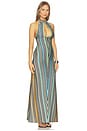 view 2 of 4 Sleeveless Long Dress in Multicolor Light Blue & Green