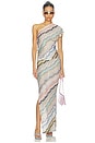 view 1 of 5 ROBE MAXI in Multi Beige On Light Base