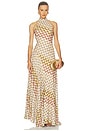 view 1 of 4 Long Dress in Gold And Beige On White Base