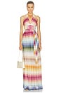 view 1 of 3 Long Dress in Multicolor Blue, Yellow & Green