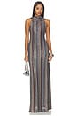 view 1 of 4 Sleeveless Long Dress in Multicolor Blue, Red & Beige