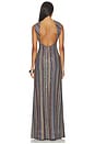 view 4 of 4 Sleeveless Long Dress in Multicolor Blue, Red & Beige