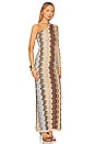view 2 of 3 One Shoulder Maxi Dress in Multi Zig Zag Brown Base