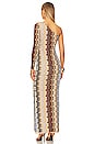 view 3 of 3 One Shoulder Maxi Dress in Multi Zig Zag Brown Base