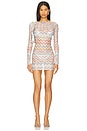 view 1 of 4 Long Sleeve T-shirt Dress in Multicolor With White Base in Multicolor W/ White Base