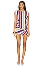 view 1 of 5 ROBE COURTE in Red, White, Blue & Beige