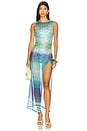 view 1 of 3 Long Cover Up Dress in Blue & Green Gradient