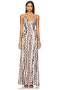 view 1 of 4 Sleeveless Long Dress in Multicolor White, Light Blue & Brown