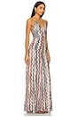 view 2 of 4 Sleeveless Long Dress in Multicolor White, Light Blue & Brown