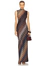 view 1 of 4 Sleeveless Long Dress in Blue Tones On Dark Base