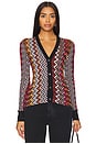 view 1 of 4 Buttoned Cardigan in Multicolor Black, Pink, White, & Rust