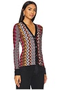 view 2 of 4 Buttoned Cardigan in Multicolor Black, Pink, White, & Rust