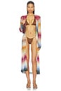 view 1 of 4 Long Cardigan in Multicolor Blue, Yellow & Green