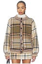 view 2 of 6 Bomber Jacket in Multicolor Orange, Black & Brown