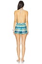 view 3 of 3 Short Jumpsuit in Blue & Green Micro Chevron