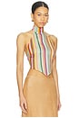 view 2 of 4 Halter Top in Multicolor Chevron