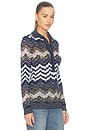 view 2 of 5 Long Sleeve Mock Neck in Blue Base With Yellow And White