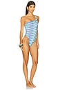 view 2 of 4 One Piece Swimsuit in Blue & Green Macro Chevron