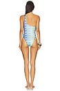 view 4 of 4 One Piece Swimsuit in Blue & Green Macro Chevron
