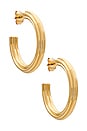 view 1 of 3 Ridge Large Hoop Earrings in Gold