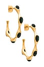 view 1 of 3 Green Malachite Organic Shape Hoop Earrings in Gold
