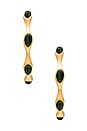 view 3 of 3 Green Malachite Organic Shape Hoop Earrings in Gold