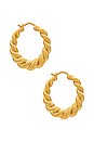 view 2 of 3 Twisted Tidal Medium Hoop Earrings in Gold