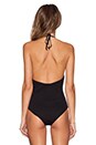view 3 of 3 Dotted Mesh Front One Piece Swimsuit in Black