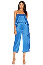 view 1 of 3 Jacqueline Cropped Ruffle Jumpsuit in Sapphire