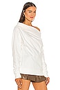 view 2 of 4 So Relaxed Off The Shoulder Plush Sweatshirt in White