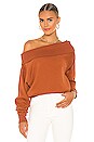 view 1 of 4 So Relaxed Off The Shoulder Plush Sweatshirt in Rust