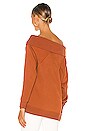 view 3 of 4 So Relaxed Off The Shoulder Plush Sweatshirt in Rust