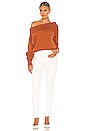view 4 of 4 So Relaxed Off The Shoulder Plush Sweatshirt in Rust