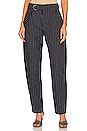 view 1 of 4 Allan Pinstripe Barrel Pant in Navy Beige Pinstripe