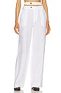 view 1 of 4 Theo Linen Double Waist Trouser in Linen White
